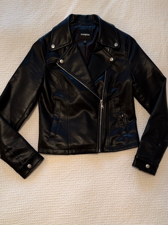 Express Jackets & Blazers - Express | Black Faux Leather Moto Jacket | Size = XS